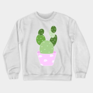 Cute green cactus in a pink pot Crewneck Sweatshirt